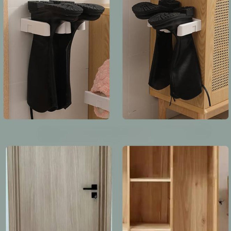 1 Pair Self-Adhesive Slipper Rack - Easy Install, No-Drill Wall Mounted Boot & Shoe Holder for Entryway, Bathroom - Space-Saving Plastic Organizer with Draining Shelf, Ideal for Home & Dorm, Entryway Organizer|Nodrill Installation|Spacesaving Design