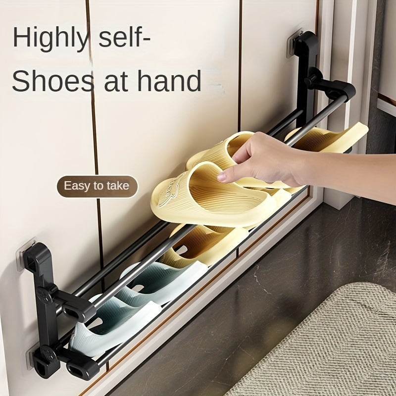 1pc door rear shoe rack multi-functional slipper rack wall-mounted bathroom foldable shoe rack no punching bathroom