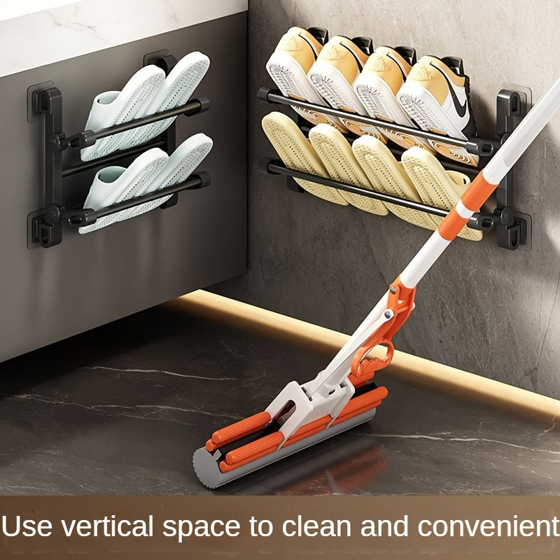 1pc door rear shoe rack multi-functional slipper rack wall-mounted bathroom foldable shoe rack no punching bathroom