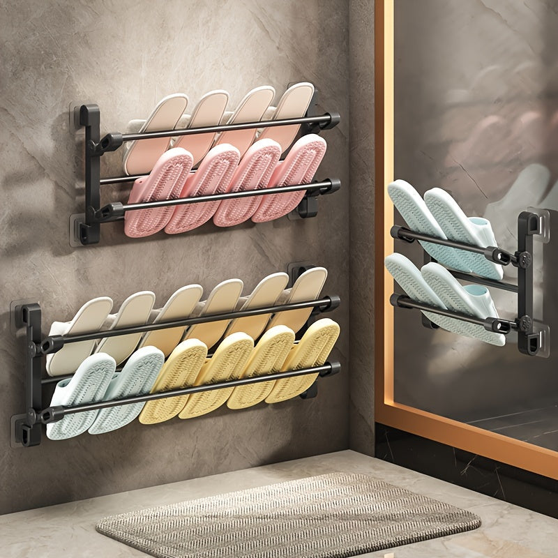1pc door rear shoe rack multi-functional slipper rack wall-mounted bathroom foldable shoe rack no punching bathroom