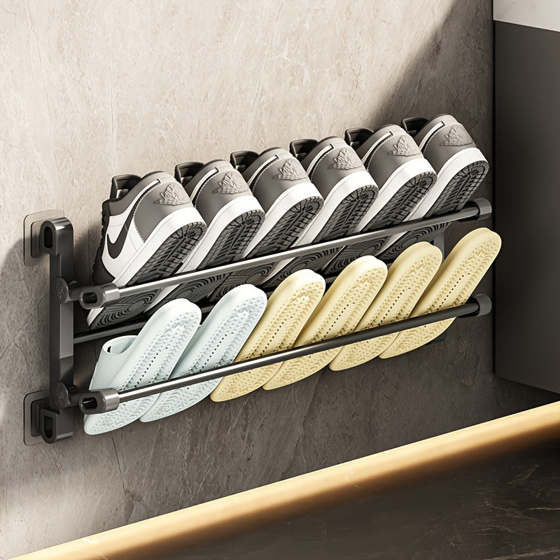 1pc door rear shoe rack multi-functional slipper rack wall-mounted bathroom foldable shoe rack no punching bathroom