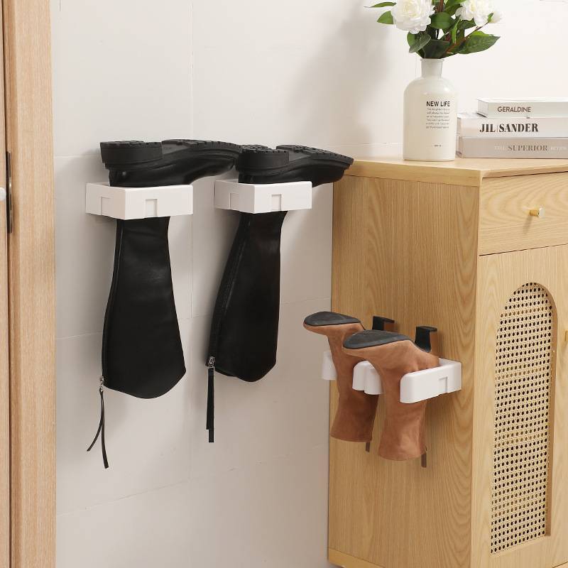 1 Pair Self-Adhesive Slipper Rack - Easy Install, No-Drill Wall Mounted Boot & Shoe Holder for Entryway, Bathroom - Space-Saving Plastic Organizer with Draining Shelf, Ideal for Home & Dorm, Entryway Organizer|Nodrill Installation|Spacesaving Design