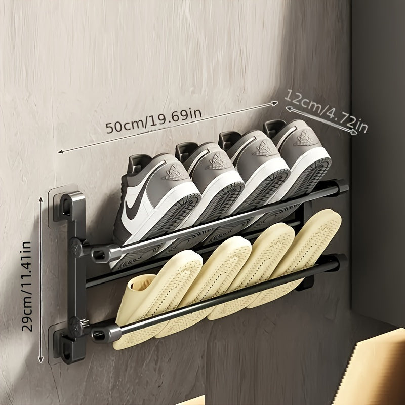 1pc door rear shoe rack multi-functional slipper rack wall-mounted bathroom foldable shoe rack no punching bathroom