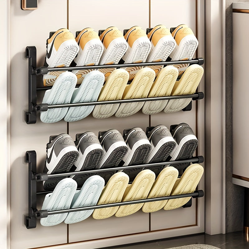 1pc door rear shoe rack multi-functional slipper rack wall-mounted bathroom foldable shoe rack no punching bathroom