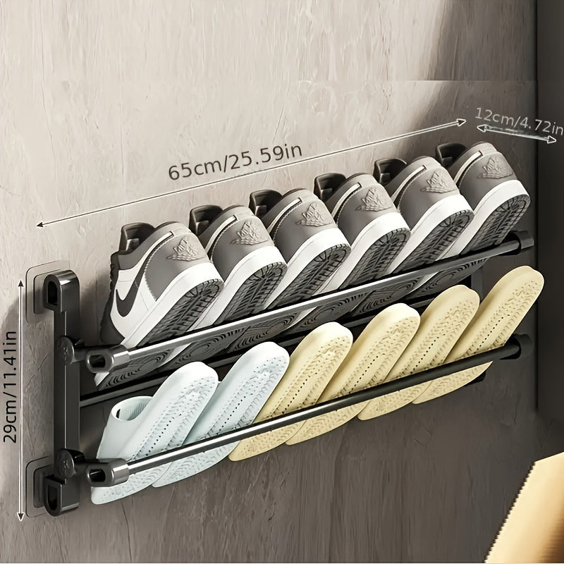 1pc door rear shoe rack multi-functional slipper rack wall-mounted bathroom foldable shoe rack no punching bathroom