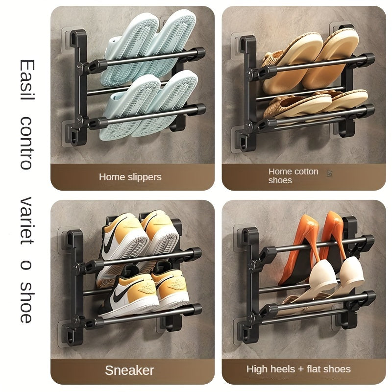 1pc door rear shoe rack multi-functional slipper rack wall-mounted bathroom foldable shoe rack no punching bathroom