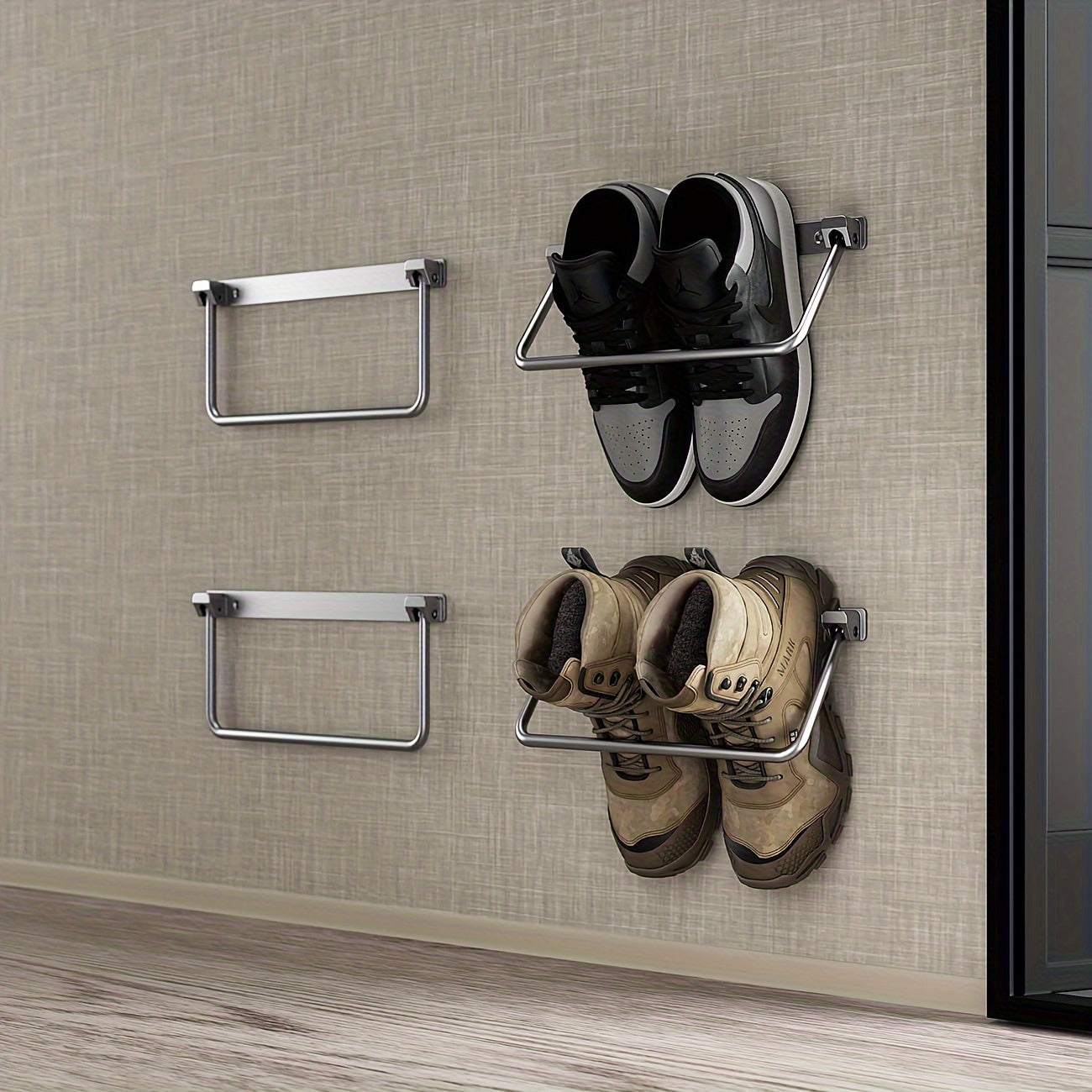 4 Packs-RV Shoe Storage Solution- Aluminum Camper Shoe Rack, Wall-Mounted Organizer Shelf, Efficient Space-Saving Holder For Various Footwear, Essential Accessories For Travel Trailers