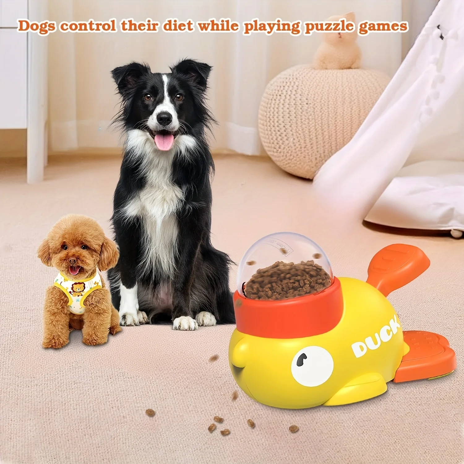 Interactive Press Dog Snack Dispenser Toy - Slow Feeder Puzzle Feeder, Duck Design, Encourages Healthy Eating & Mental Development, Durable Plastic Material, Perfect for All Breed Sizes, Dog Treats | Duckshaped | Durable Plastic