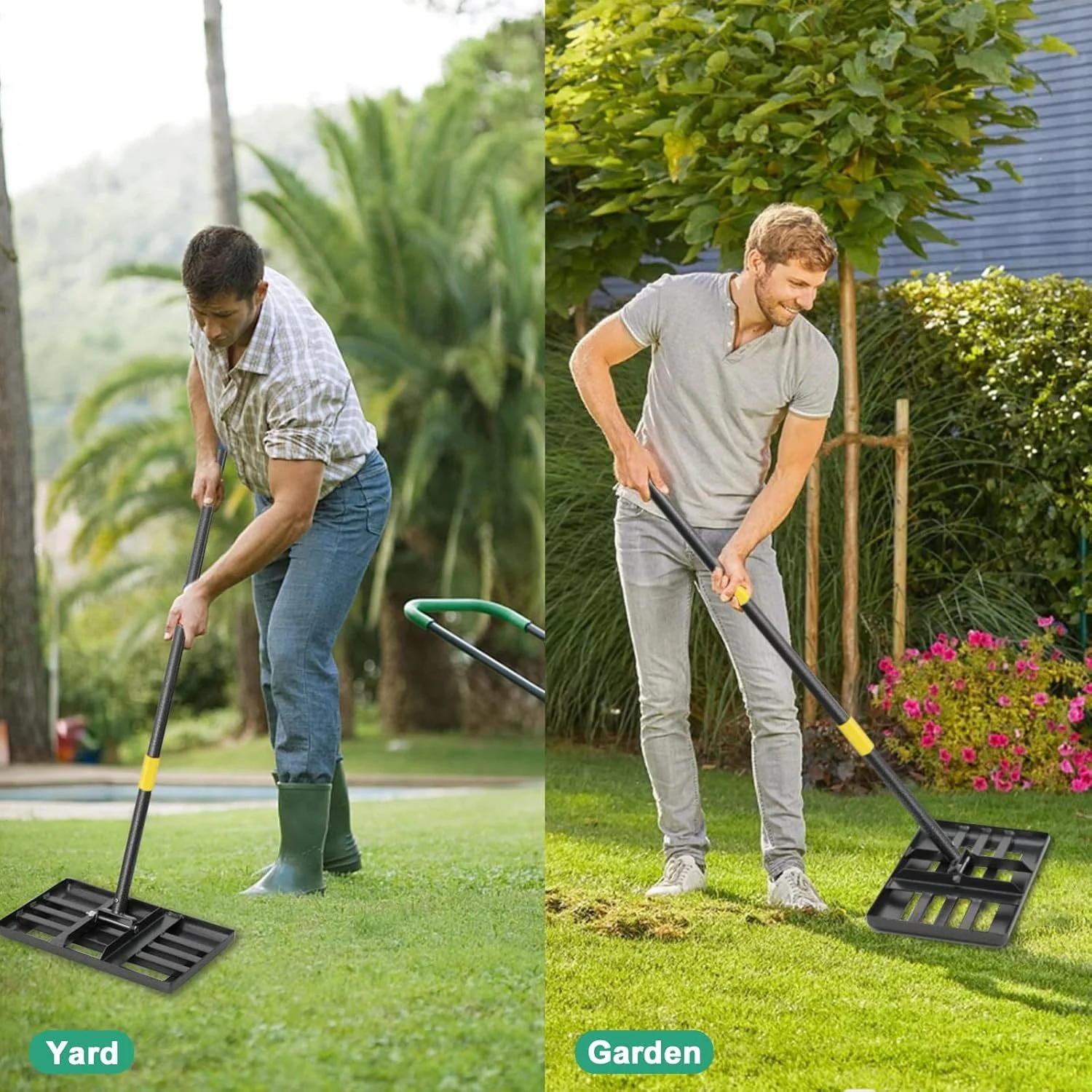 YEYEBEST Lawn Leveling Rake, 17X10 Heavy Duty Lawn Leveler Tool for Lawns with 5\u002F6FT Ergonomic Handle, Yard Garden Golf Course